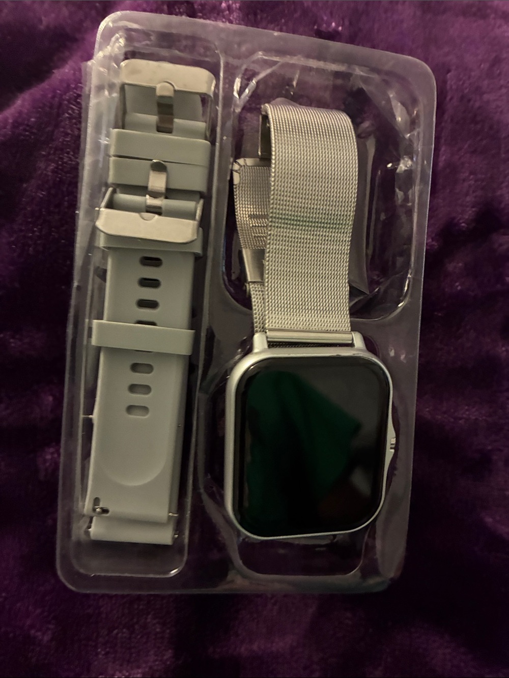 Silver Stainless Steel Smartwatch with Extra Silicone Band - Silver